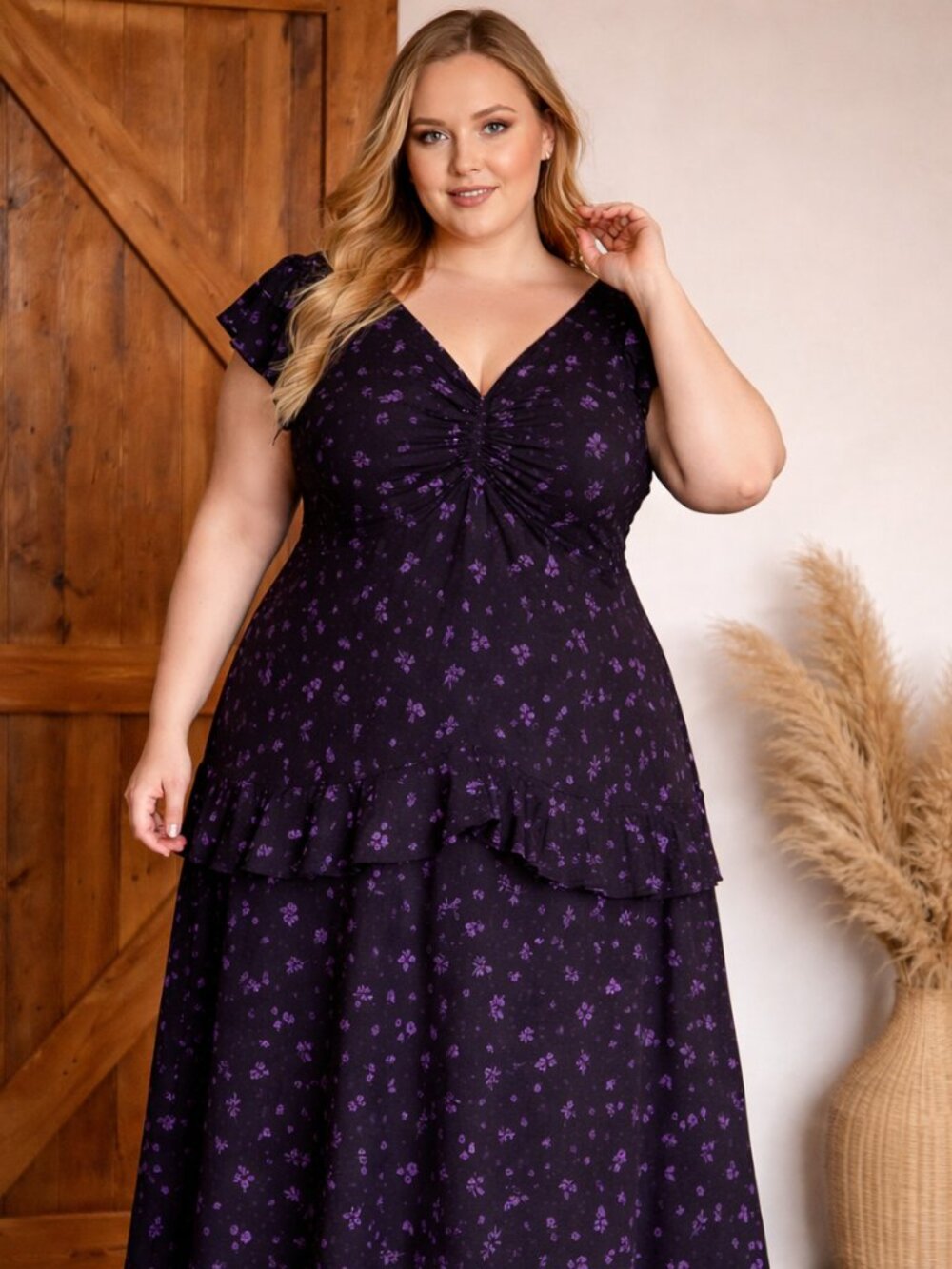 Old Navy Anna Sui Floral Dress Flutter Sleeve Ruffle Black Purple Whimsigoth, 3X - Picture 6 of 6